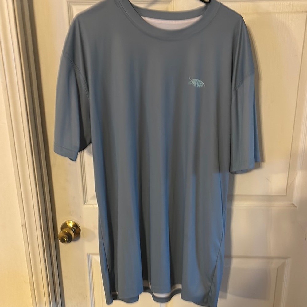 AFTCO Blue Short Sleeve Tee Moisture-Wicking Crew